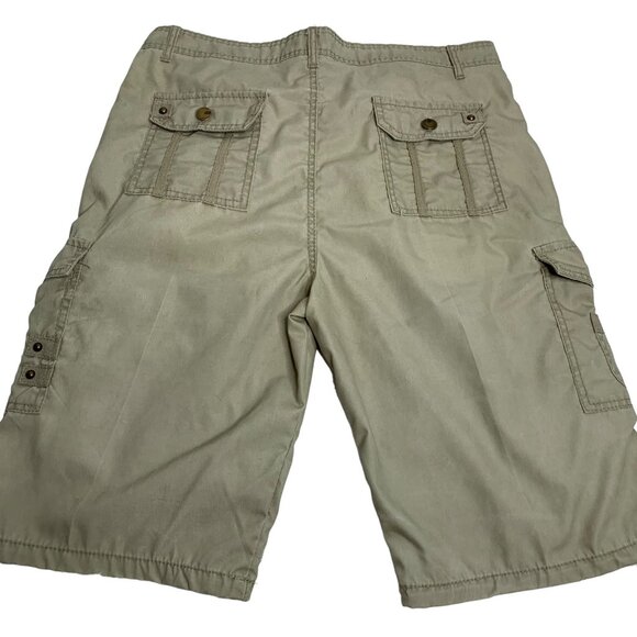 MD Marx Dutch High Rise Cargo Shorts 34 Tan Pockets Button Zipper Belt Loops - Picture 4 of 7